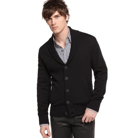 Kenneth Cole Reaction Long Sleeve Shawl Cardigan In Black For Men Lyst