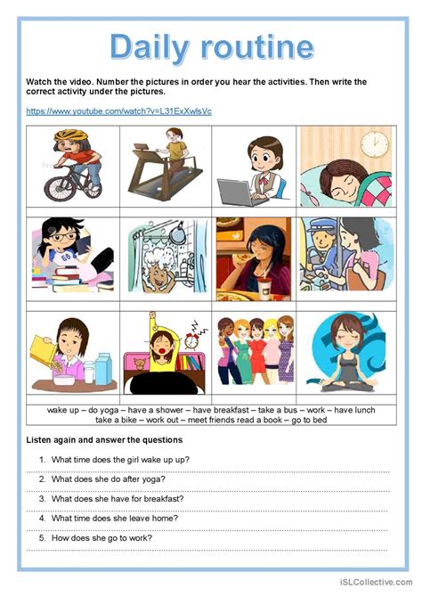Listening Daily Routine English Esl Worksheets For Distance My Xxx