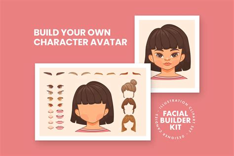 Girl Character Avatar Builder Kit Design Cuts