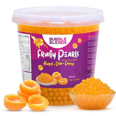Buy Bubble Blends Peach Popping Boba 1kg Boba Balls With Real Fruit