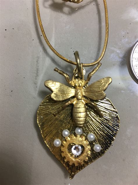 Bumble Bee Jewelry Leaf Pearl Crystal Antique Honey Bee Etsy