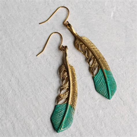 Turquoise Feather Earrings By Silk Purse Sow S Ear
