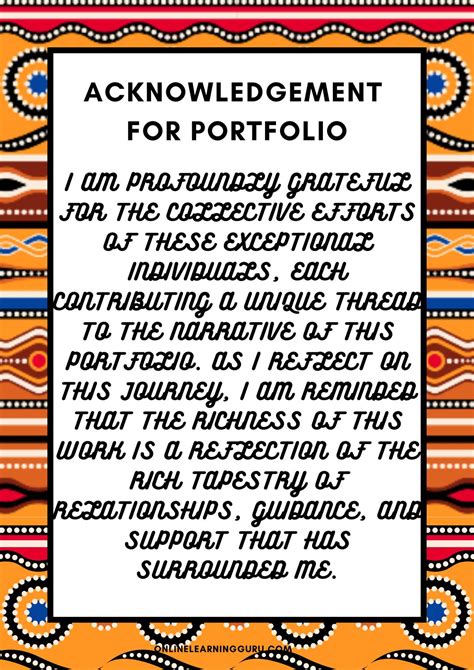 Acknowledgement For Portfolio With Sample And Guide