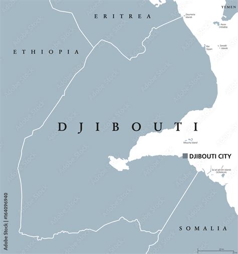 Plakat Djibouti Political Map With Capital Djibouti City Republic And Country In The Horn Of
