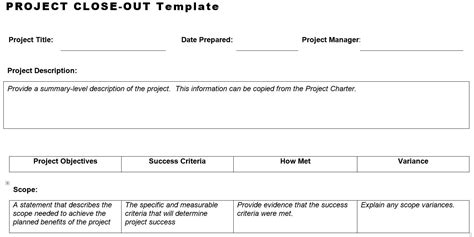 6 Ideas Project Closeout Report Template Mate Template Design