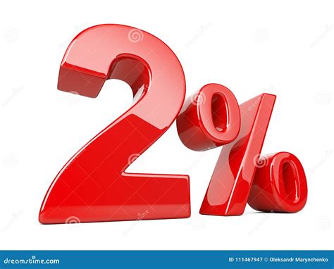 Two Red Percent Symbol 2 Percentage Rate Special Offer Discount Stock