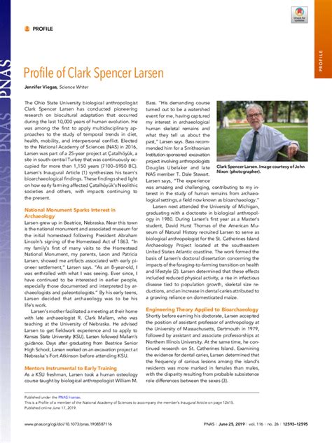 Profile Of Clark Spencer Larsen Pnas