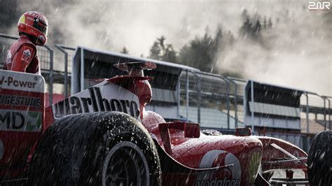 Download Rain Michael Schumacher Race Car Ferrari F1 Sports Hd Wallpaper