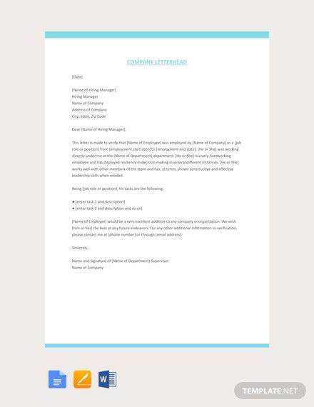 Always provide examples of past experience and accomplishments. FREE Work Experience Letter Template - Word | Google Docs ...