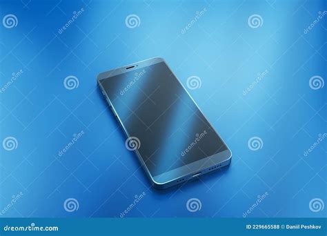 Empty Smartphone With Reflections On Blue Background Technology And