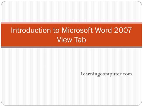 Ppt Introduction To Microsoft Word 2007 View Tab Powerpoint