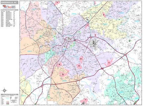 Greenville South Carolina Wall Map Premium Style By Marketmaps