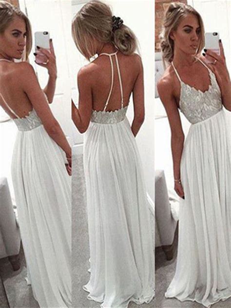 White Backless Evening Dress