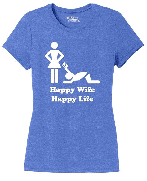 ladies happy wife happy life cc tri blend tee husband marriage relationship ebay