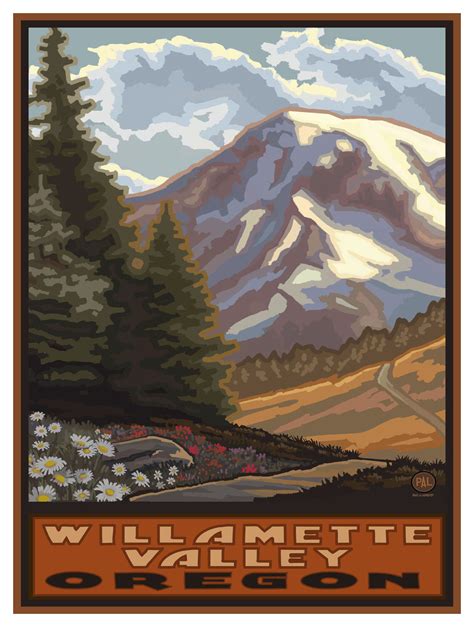 Willamette Valley Oregon Springtime Mountains Giclee Art Print Poster