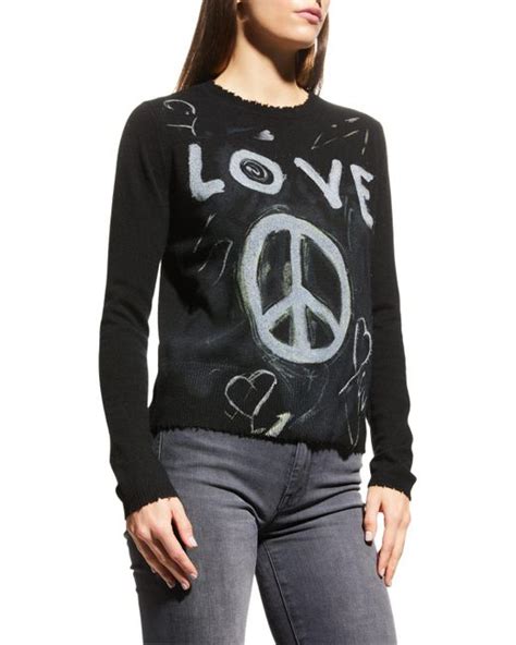 Lisa Todd Peace And Love Graphic Cashmere Sweater In Black Lyst