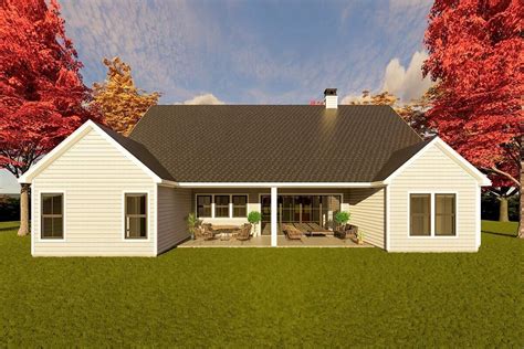 Split Bed Country Craftsman Plan With 31 By 12 Back Porch 818017jss