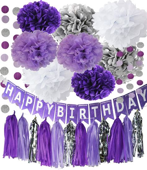 Purple and lavender birthday banner with golden mirror letters and butterflies is a perfect decoration for a birthday party ! Cheap Pink And Silver Birthday Party Decorations, find ...