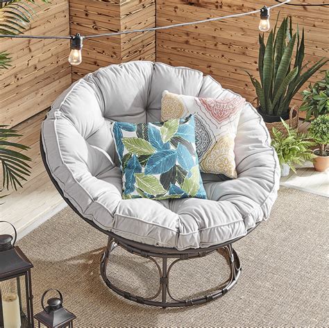 Barton Indooroutdoor Papasan Chair Round Chair With Soft Cushion Grey