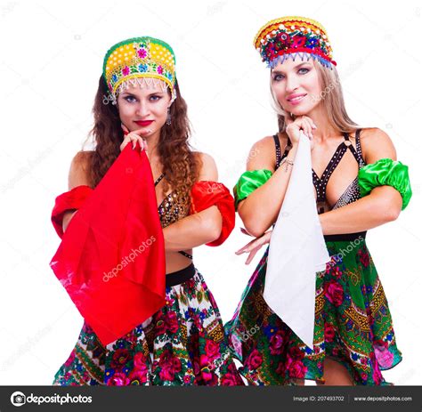 Two Beautiful Women Striptease Dancers Performing Russian Traditional