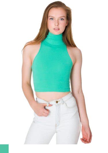 american apparel women s cotton spandex sleeveless turtleneck crop top lucky you a fitted