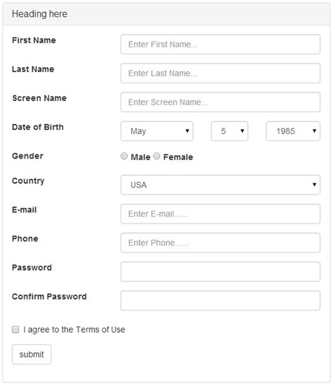 Bootstrap Registration Form Web Development