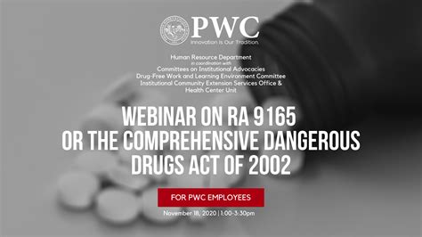 PWC conducts Webinar on The Comprehensive Dangerous Drugs Act of 2002 ...
