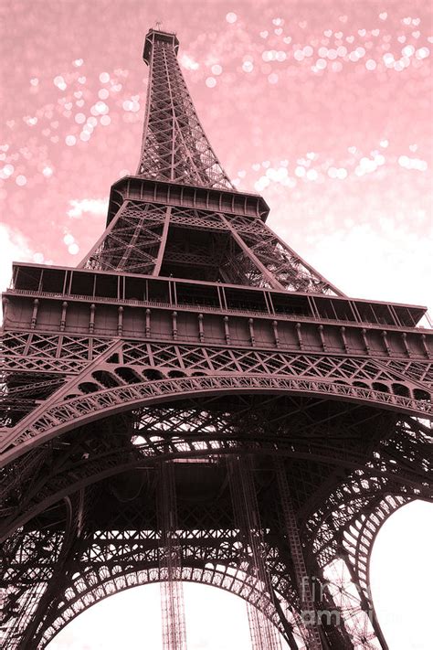 Paris Pink Eiffel Tower With Bokeh Hearts And Circles Eiffel Tower