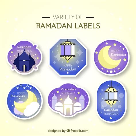 Pack Of Ramadan Stickers Vector Free Download