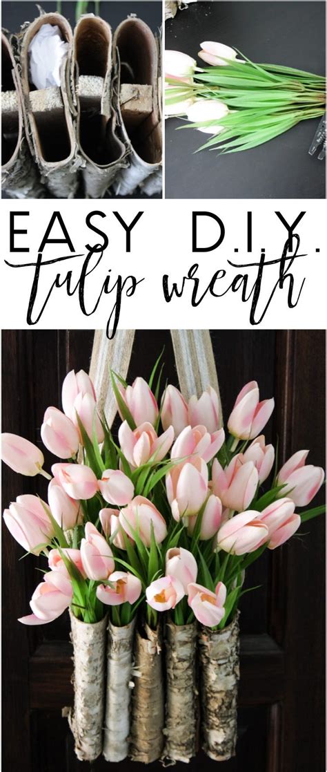 Diy Easy Tulip Wreath With Birch Vase In 10 Minutes Designed Trapped