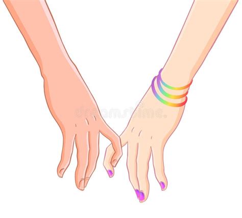 two women holding hands isolated on white lesbian couple stock vector illustration of date