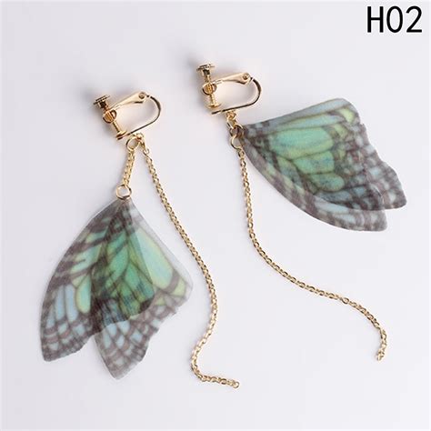 Fashion Elegant Handmade Butterfly Wing Drop Earrings Asymmetric