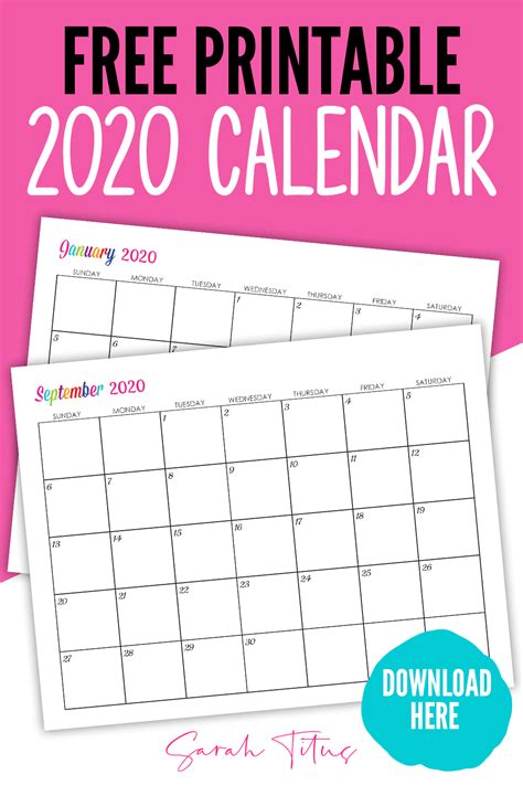 Customizable Printable Calendar