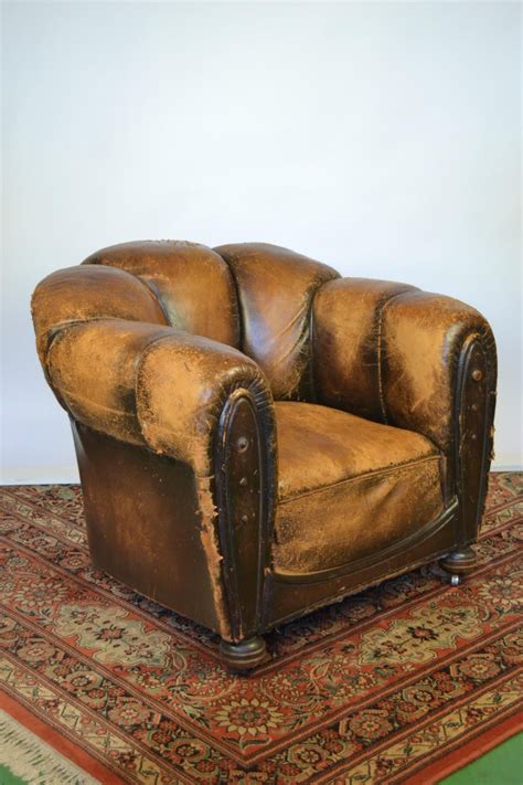 Dark brown tones and genuine leather upholstery make this club chair just right for your traditional living room, den, or study. Pair of Art Deco Leather Club Chairs or Armchairs ...