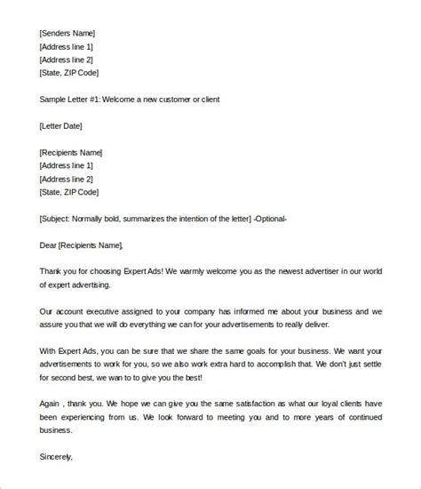 New Customer Welcome Letter Template Tutoreorg Master Of Documents