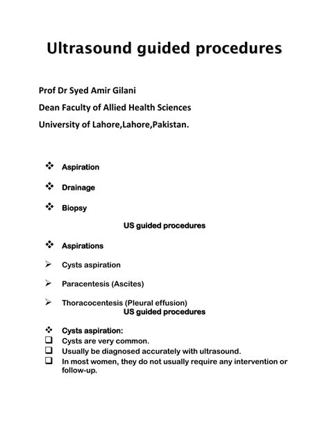 Pdf Ultrasound Guided Interventional Procedures