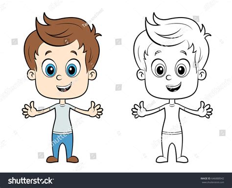 Each on a separate layer. Cute Illustration Boy Color Without Color Stock Vector 646888942 - Shutterstock