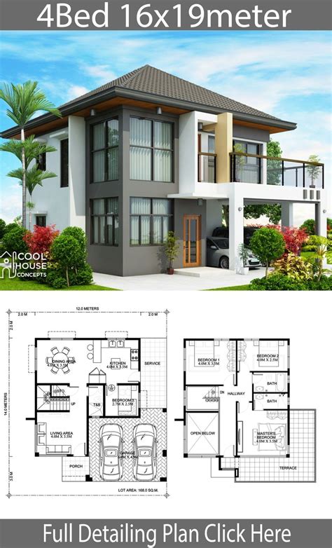 Home Design Plan 8x13m With 4 Bedrooms Home Ideassearch 3b9