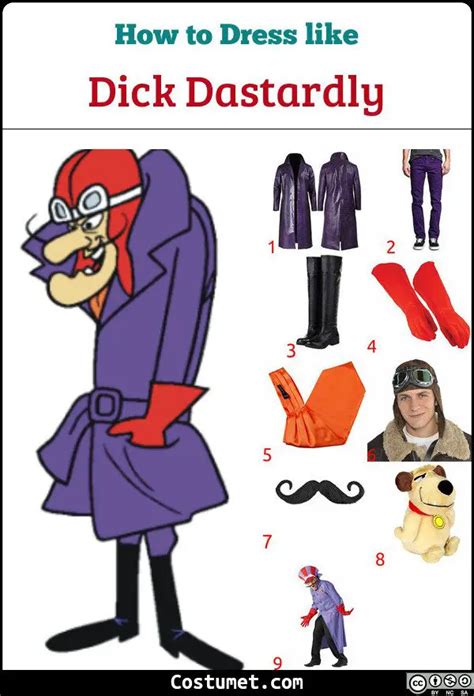 Dick Dastardly Wacky Races Costume For Cosplay And Halloween