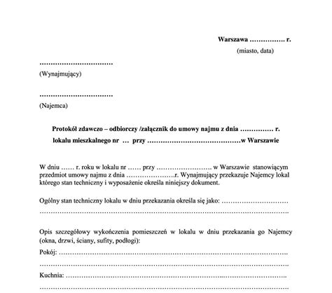 Dobry czyli jaki protokół zdawczo odbiorczy przy wynajmie Agent nieruchomości Warszawa AL home