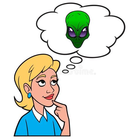 Girl Thinking About A Space Alien Stock Vector Illustration Of