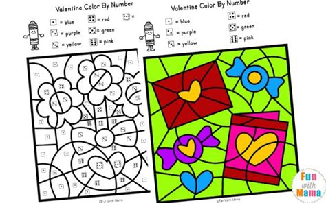 Free Valentines Color By Number Worksheets Fun With Mama