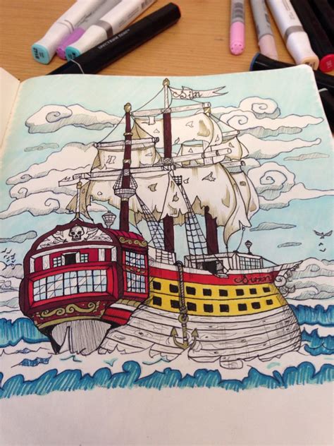 17th Century Pirate Ship Done With Copic Markers Copic Markers