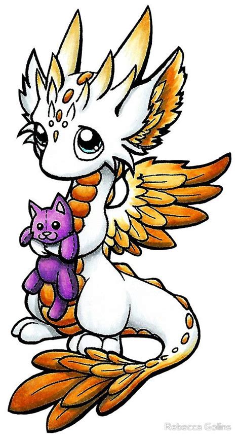 Sweet Angel Dragon By Rebecca Golins Easy Dragon Drawings Cute