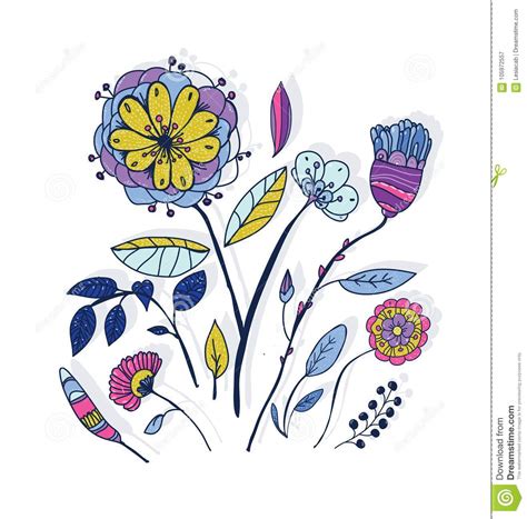 vector illustration of decorative flowers stock vector illustration of drawing rainbow 105972557