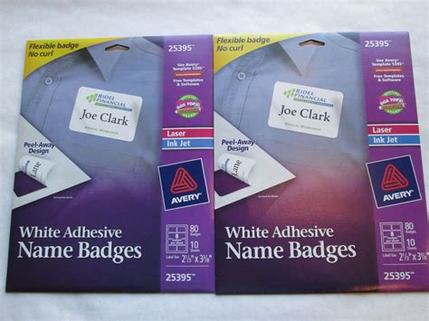 2 Pkgs Avery White Adhesive Name Badges 25395 Peel Away Design 160