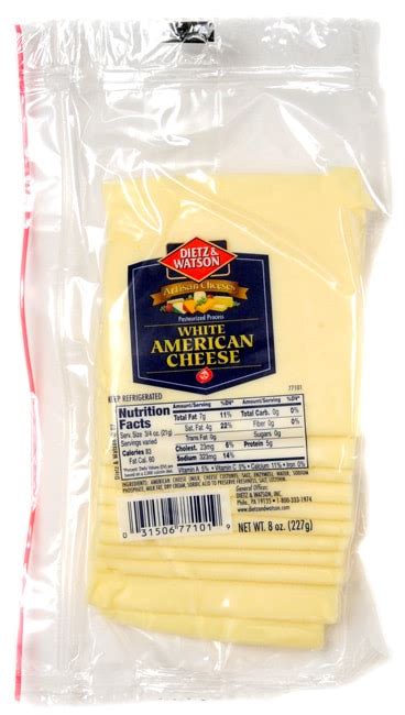 Find ingredients, recipes, coupons and more. White American Cheese from Dietz & Watson | Nurtrition & Price