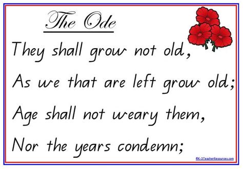 Remembrance Day And Anzac Day The Ode K 3 Teacher Resources