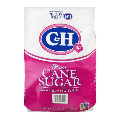 Candh Granulated White Pure Cane Sugar 25 Lbs