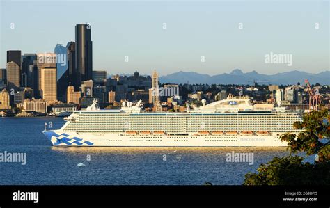 Seattle July 18 2021 Majestic Princess Cruise Ship In Elliott Bay